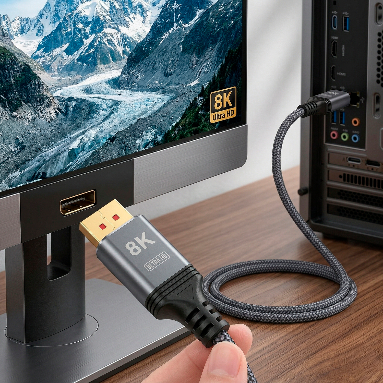Cable DisplayPort a DisplayPort 8K Ultra HD Premium Trenzado 2 Metros s2085