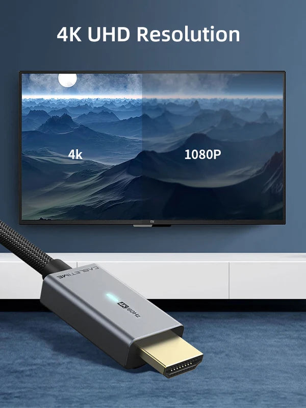 Cable DisplayPort a HDMI CABLETIME 1.8m 4K 60Hz Seguro Latch LED Indicador Nylon Trenzado s2278