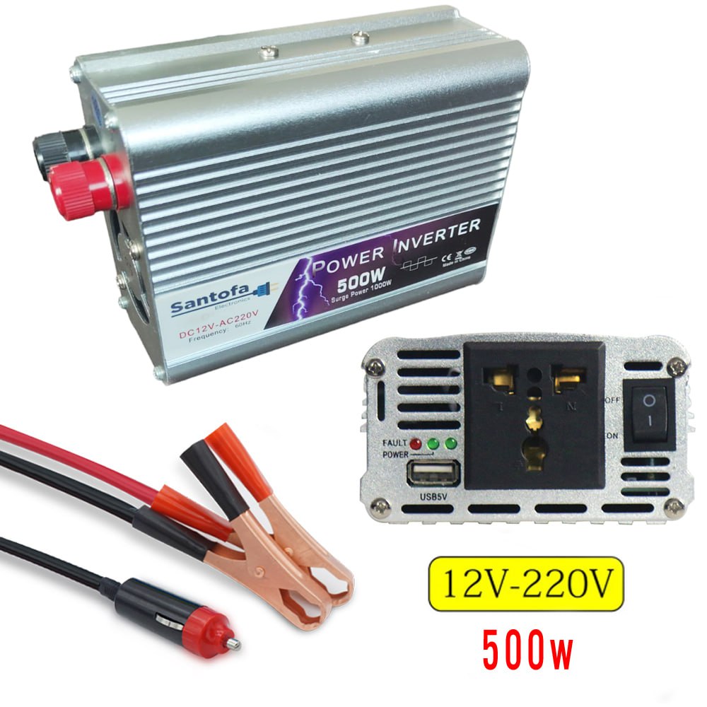 Inversor de Corriente 12V a 220V | 500W - 1000W Pico | USB SANTOFA S1601