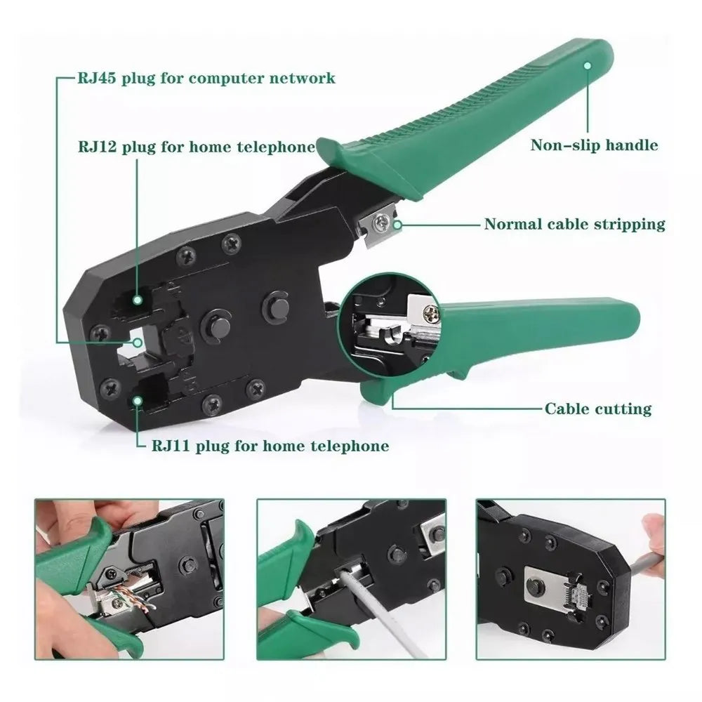 Kit de Herramientas de Red Rj1112 Rj45 Probador Crimpiador Testeador S1800