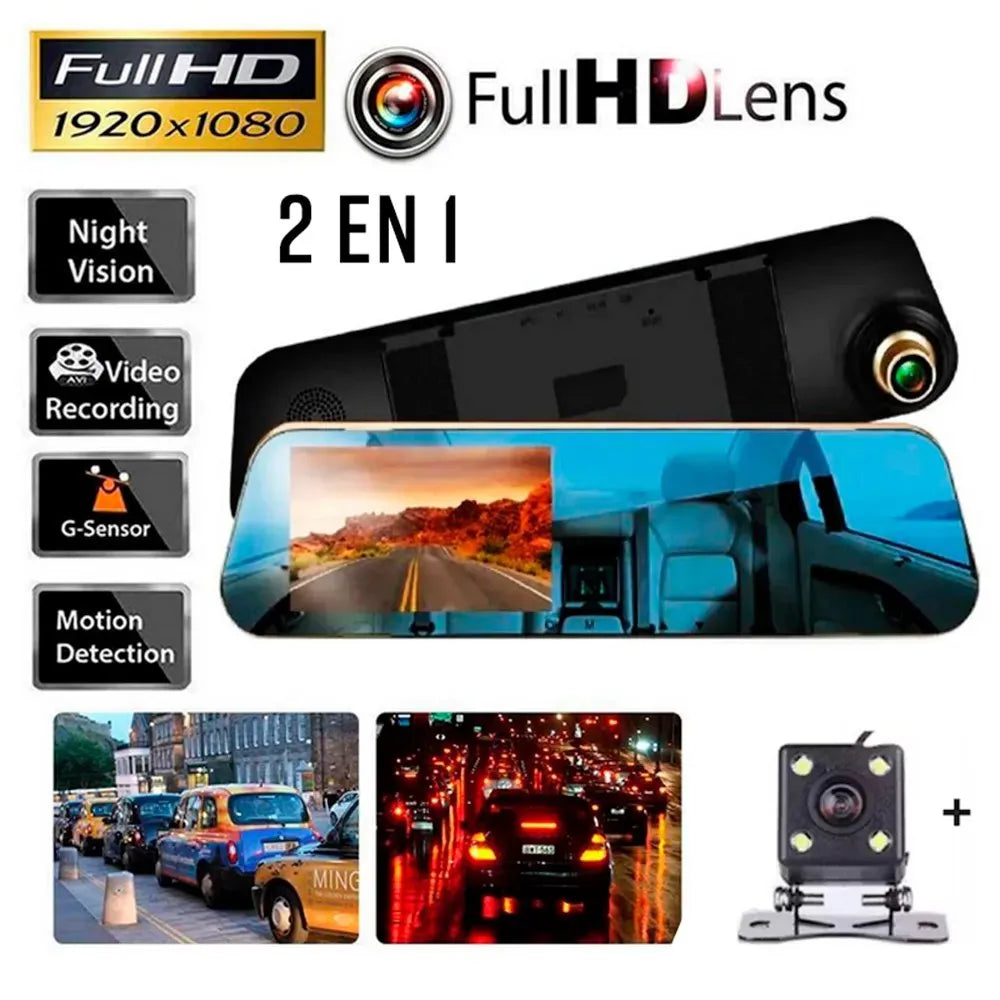 Espejo Retrovisor con Doble Cámara Full HD 1080p | Pantalla 5" IPS S1717