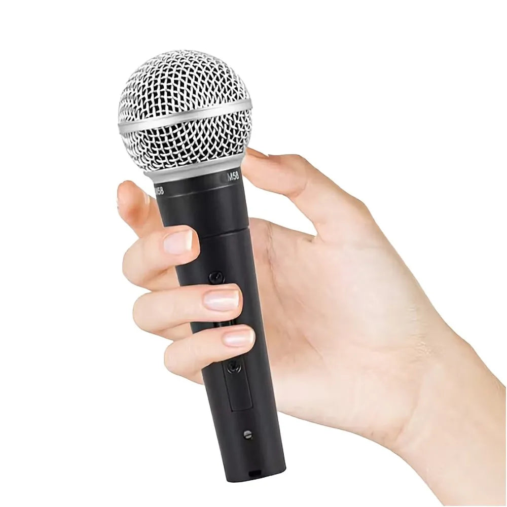 2 Micrófonos Alámbrico Profesional PA-58 DUO Astrid Metálico Dinámico Unidireccional maletin S1975