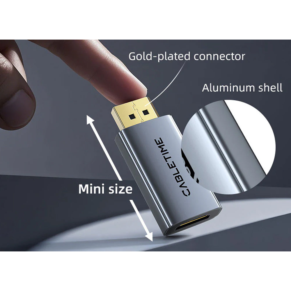 Adaptador DisplayPort Macho a HDMI Hembra 4K a 60Hz CABLETIME de Aluminio S2170