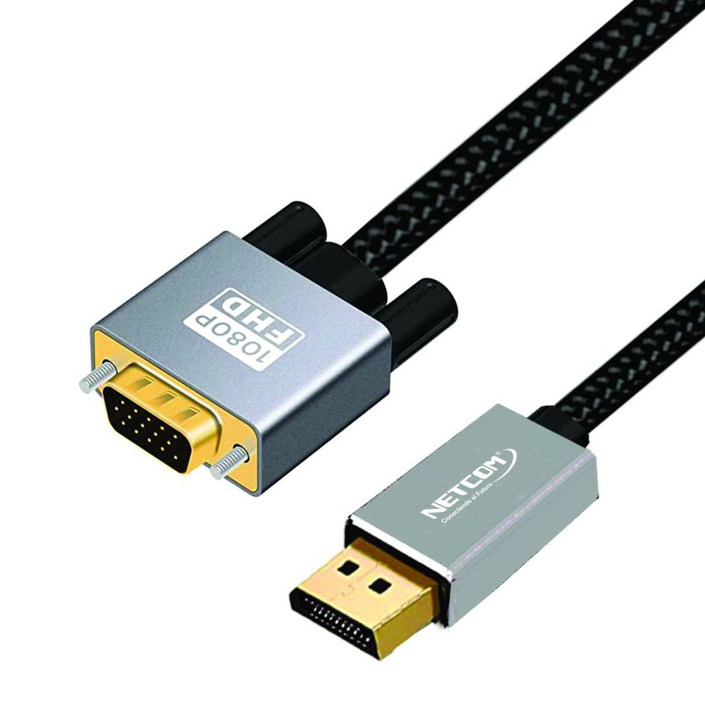 Cable Displayport a VGA Netcom Macho 1.8 Metros 4k DP a VGA 1080p S1259