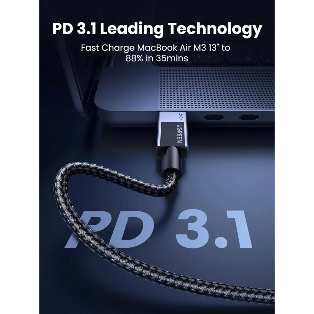 Cable USB-C a USB-C Ugreen Carga Rápida 240W PD 3.1 Trenzado 2 metros L513 / 45067 S2207