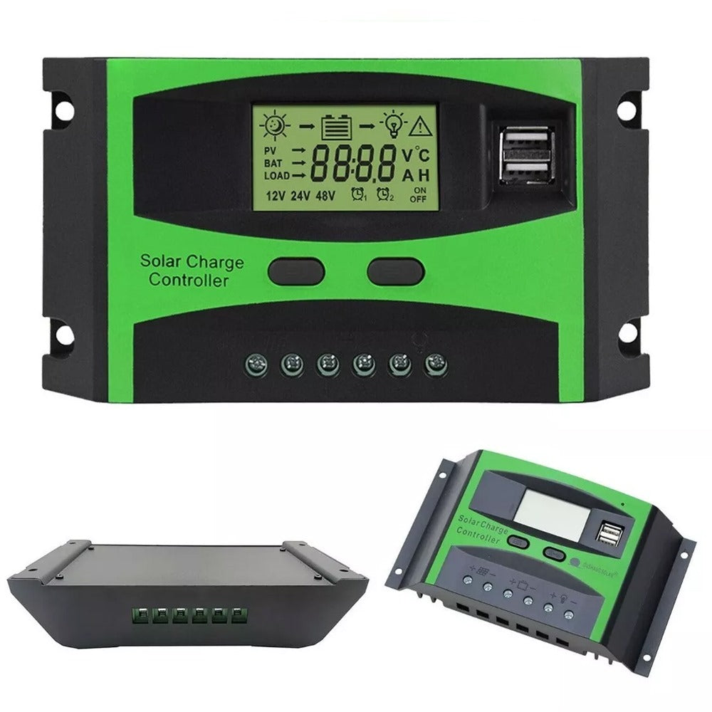 Regulador controlador de carga solar KAZO PWM 50A 12v 24v 2 USB LCD S1369