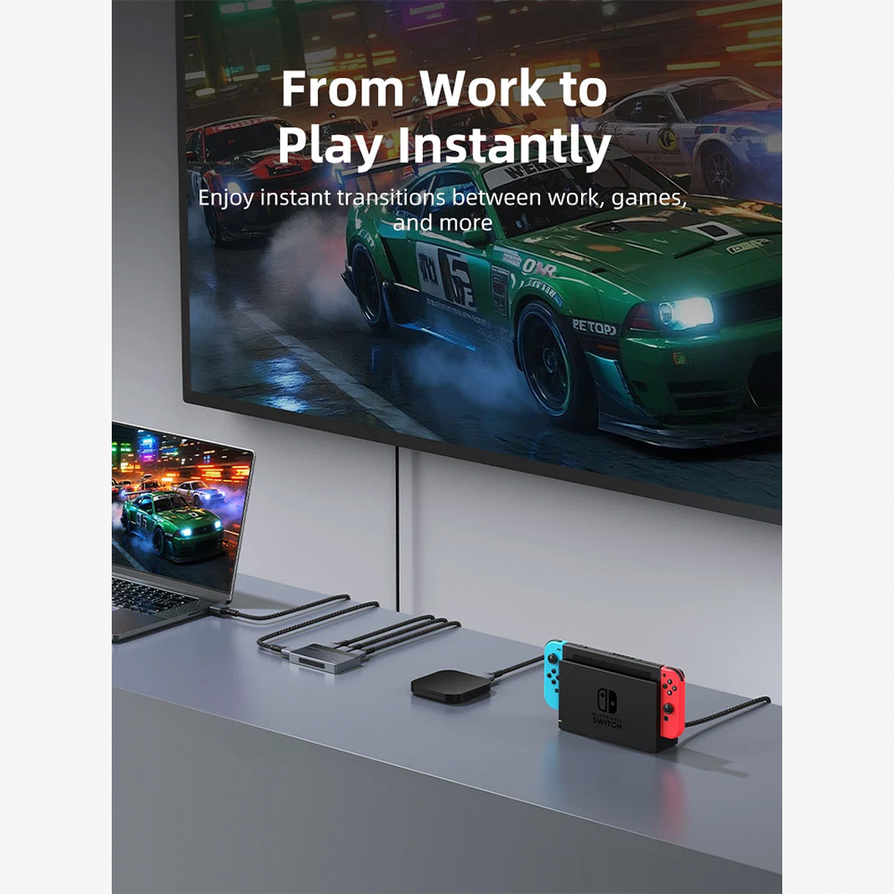 Switch Conmutador HDMI 3 en 1 4K 60Hz CABLETIME de Aluminio con Control Remoto Receptor IR y Botón Manual para PS5 Xbox TV Box y PC S2353