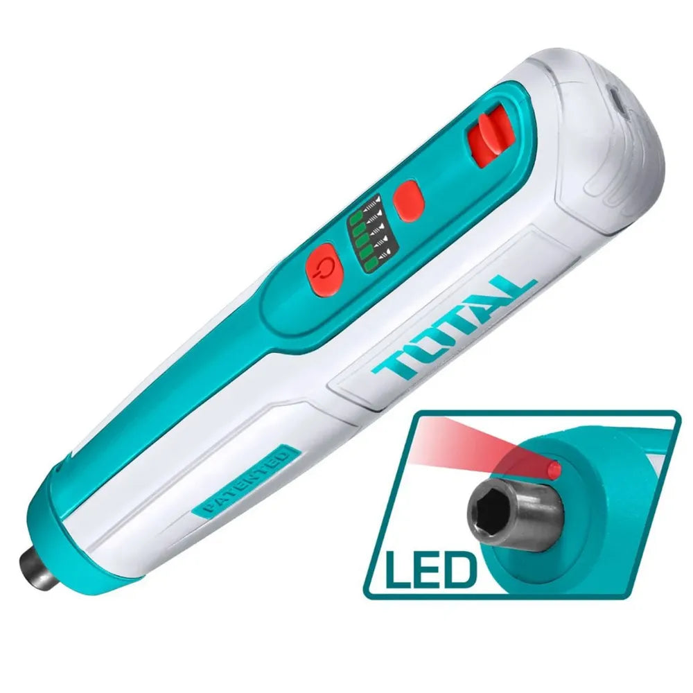 Destornillador Inalámbrico Recargable 4V TOTAL | Set Profesional 43 Piezas S1826