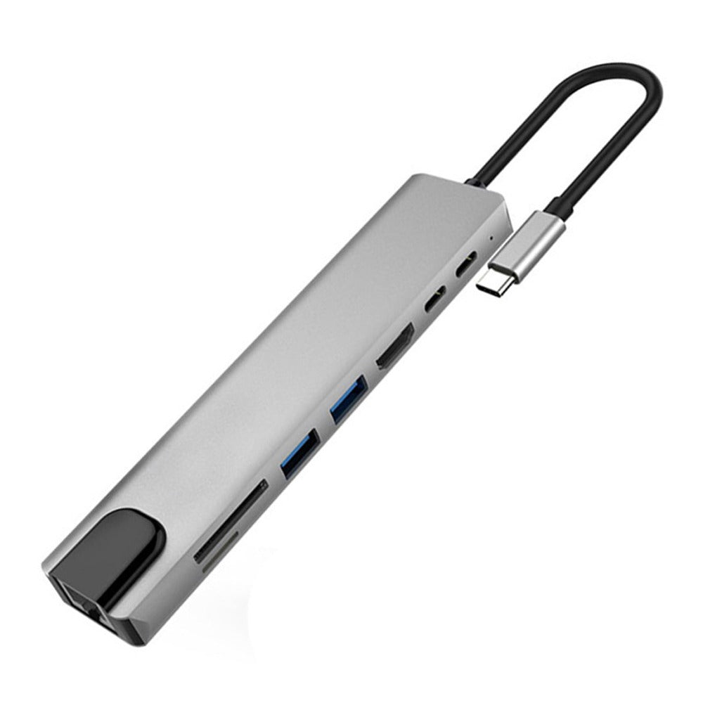 Adaptador Tipo C A HDMI 4K USB 3.0 Lan 8 En 1 Multipuerto SD TF S1245