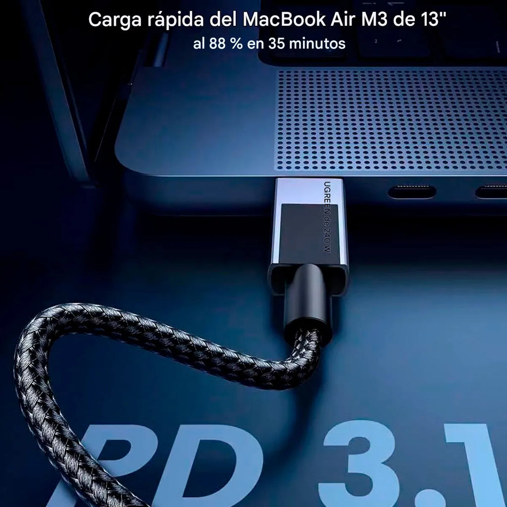 Cable USB-C a USB-C Ugreen Carga Rápida 240W PD 3.1 Trenzado de 2 Metros S2194
