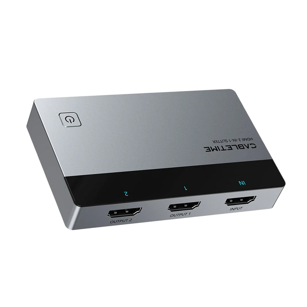 Splitter HDMI 1 en 2 CABLETIME 4K 60Hz Duplicador Extensor Espejo ABB/AAA USB-C Aluminio PS5 PC CP36G S2281