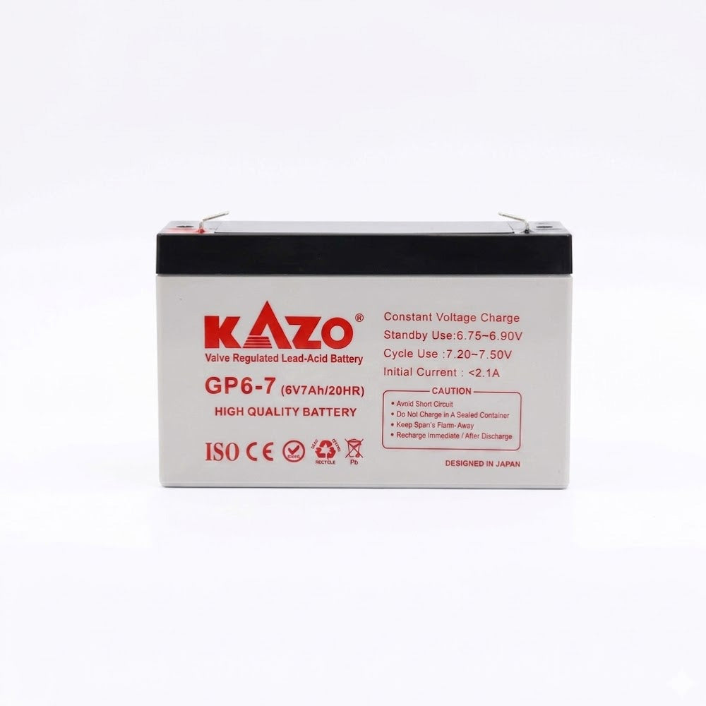 Batería Recargable KAZO 6V 7Ah de Plomo-Ácido Sellada (VRLA) S2098