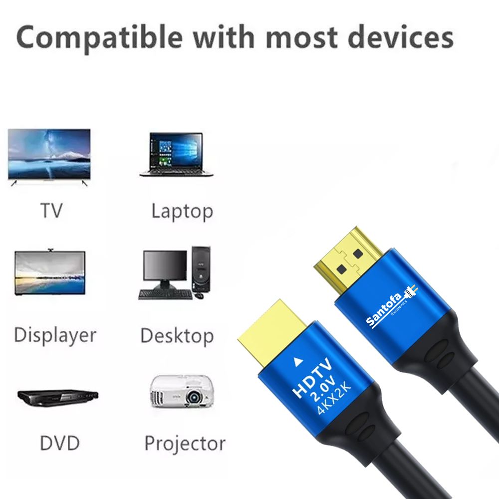 Cable HDMI 2.0 5 Metros SANTOFA Ultra HD 3D 4K 60hz 2160P PVC S1304