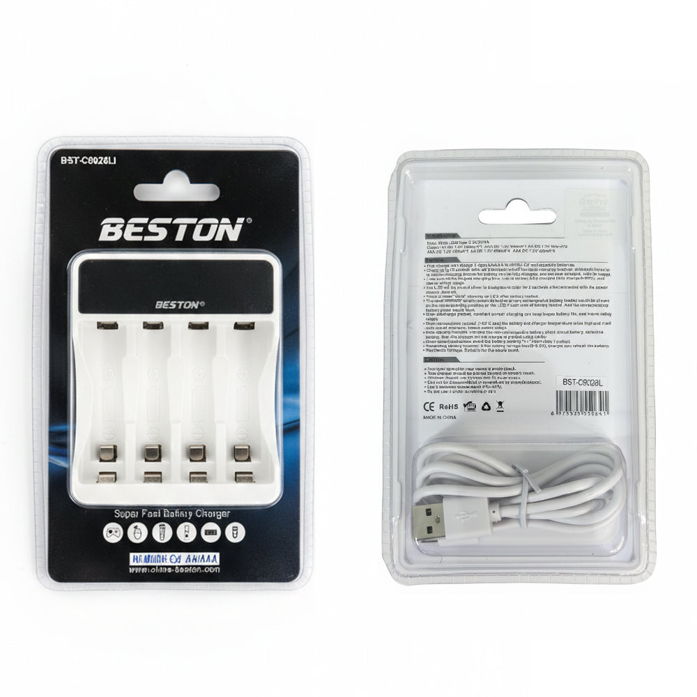 Kit Cargador Inteligente de Pilas + 2 AA y 2 AAA Ni-MH con Pantalla LCD 4 puestos S2004