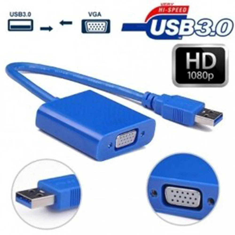 Convertidor USB 3.0 A VGA Compatible 2.0 Adaptador Conversor Azul S0058