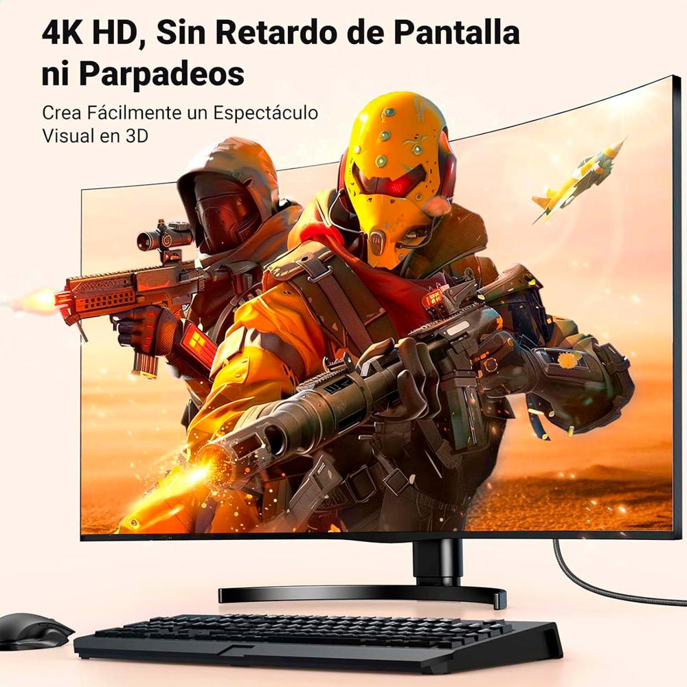 Cable DisplayPort a HDMI Ugreen DP125 4K UHD Trenzado de 2 Metros Unidireccional S2202
