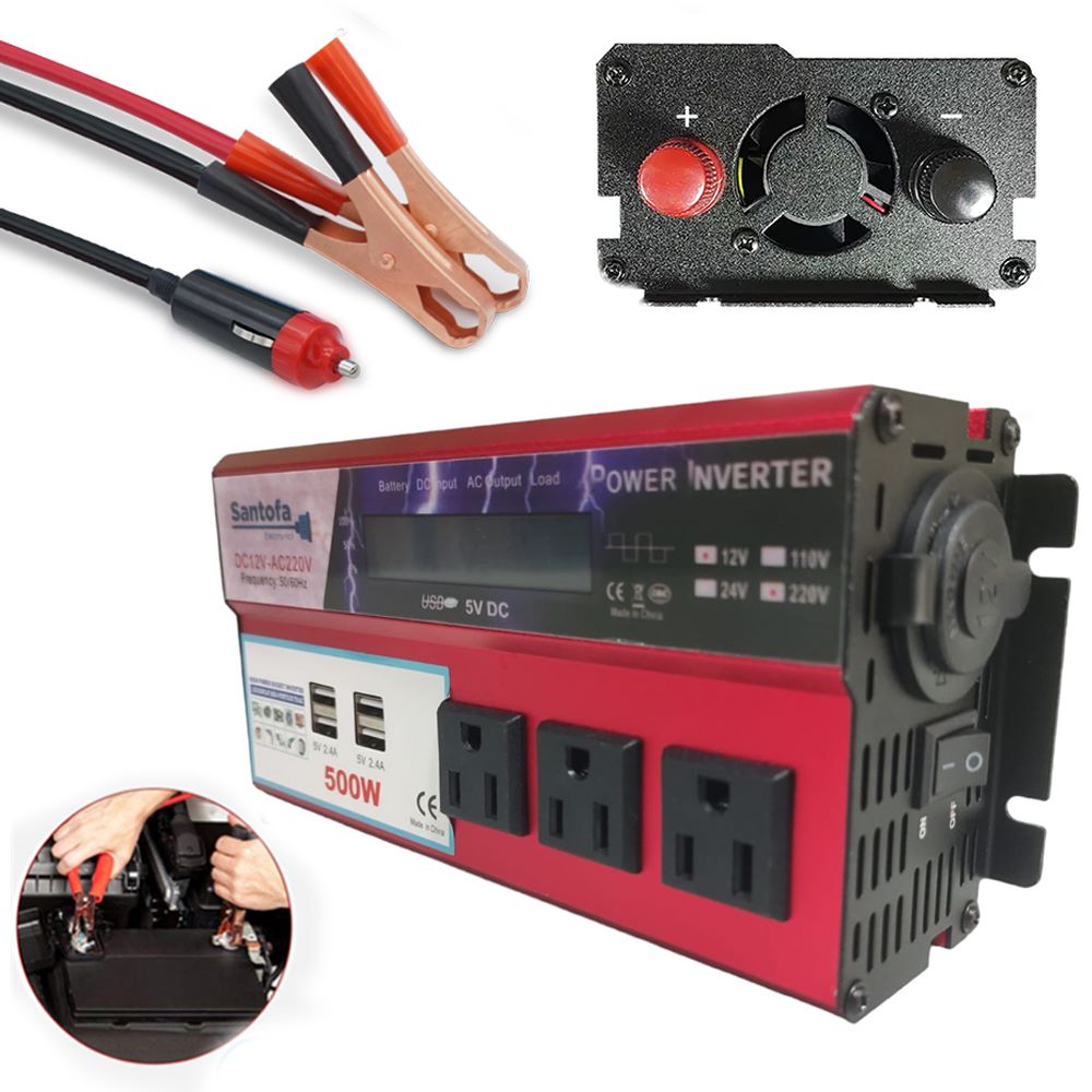 Inversor de Corriente 12V a 220V | 500W - 1000W Pico | Pantalla LCD | S1314