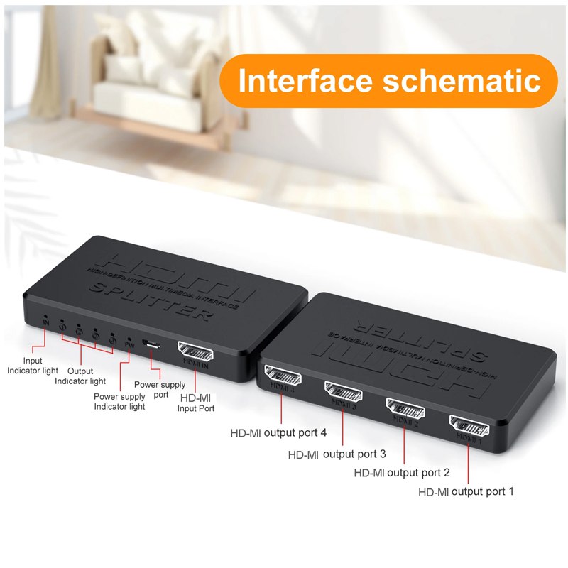 Splitter Hdmi 1x4 Full Hd 4K 3D 1080P 60Hz Multiplica Señal S1623
