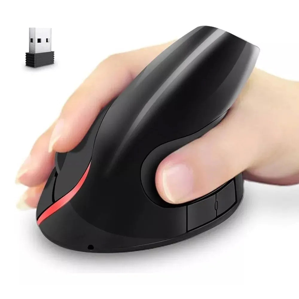Mouse Vertical Inalambrico Ergonómico Usb Recargable Negro S1568