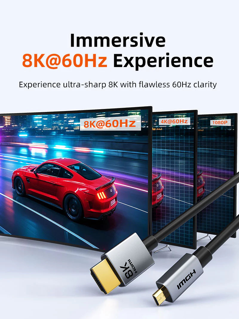 Cable Micro HDMI a HDMI 2.1 Bidireccional 8K a 60Hz 48Gbps CABLETIME de 1.5 Metros S0923