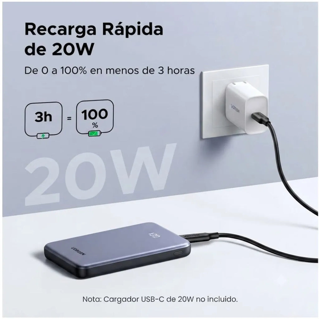 Power Bank UGREEN Zapix Series 10000mAh 20W PD 22.5W SCP Pantalla Digital LED S2294
