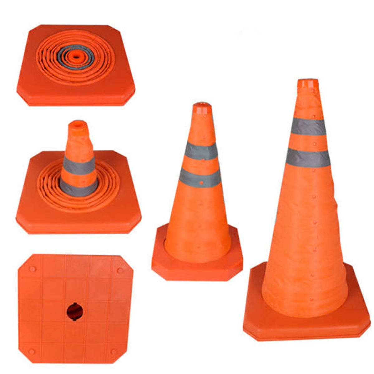 Conos de Seguridad de 45 cm Plegables | Doble Cinta Reflectiva S0945