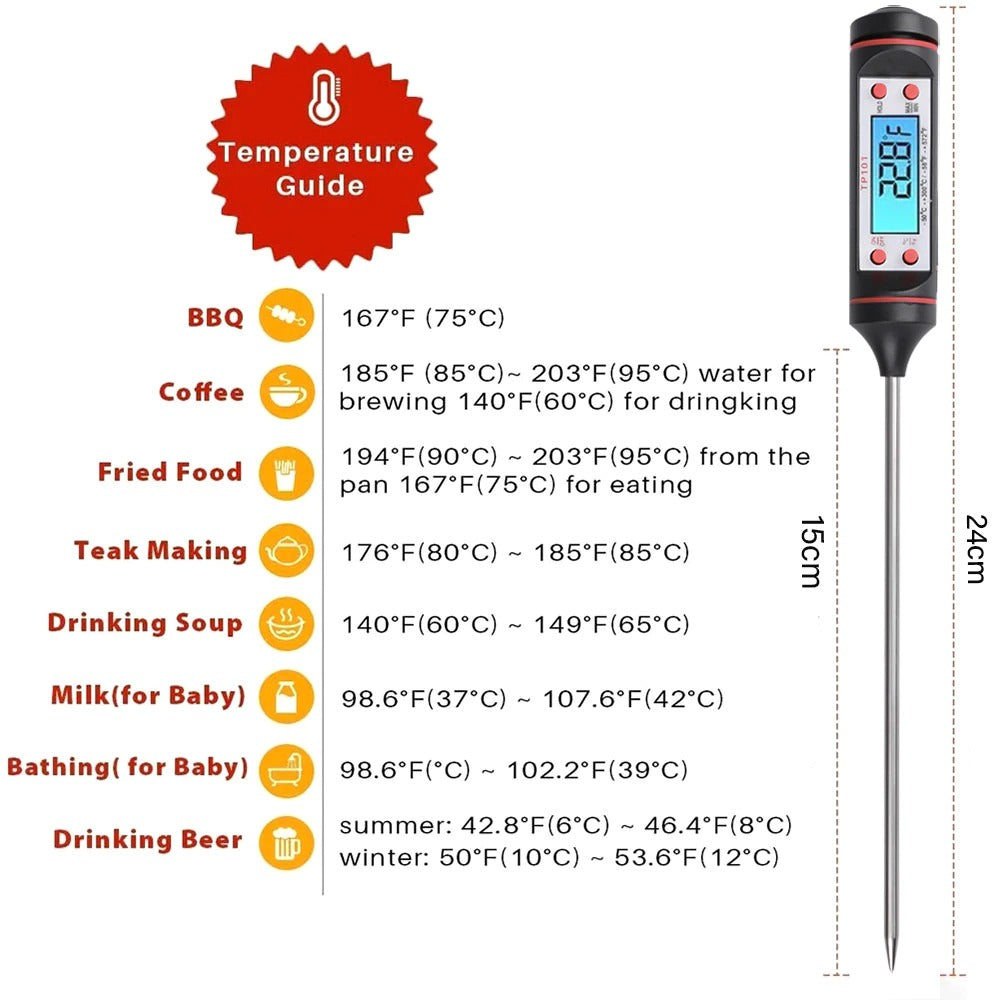 Termometro Digital Cocina Liquidos Solidos Carnes Aceite 24cm parrilla S1174