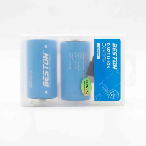 Kit de Pilas Recargables Tipo D Litio Beston USB-C 1.5V 7200mWh 4200mAh Pack x2 s2250