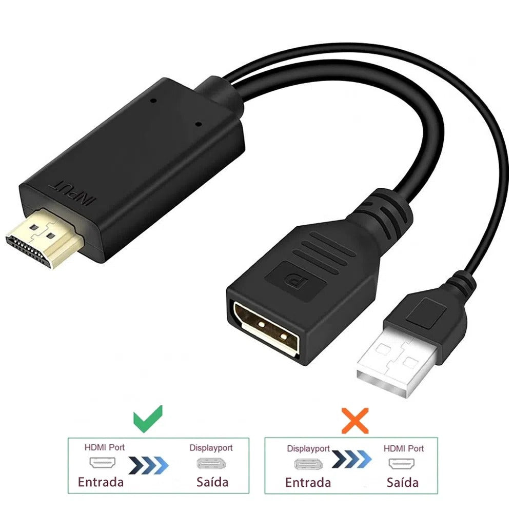 Adaptador Convertidor HDMI a Displayport 4k hdmi a dp negro S0921