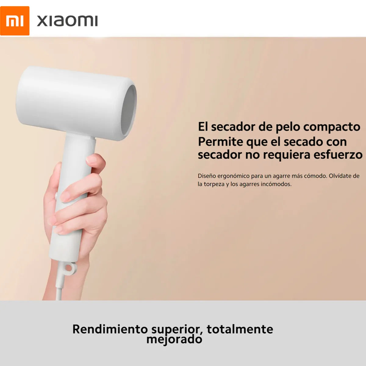 Secador de Cabello Portátil Xiaomi Compact Hair Dryer H101 1600W Plegable Iónico Blanco S2227