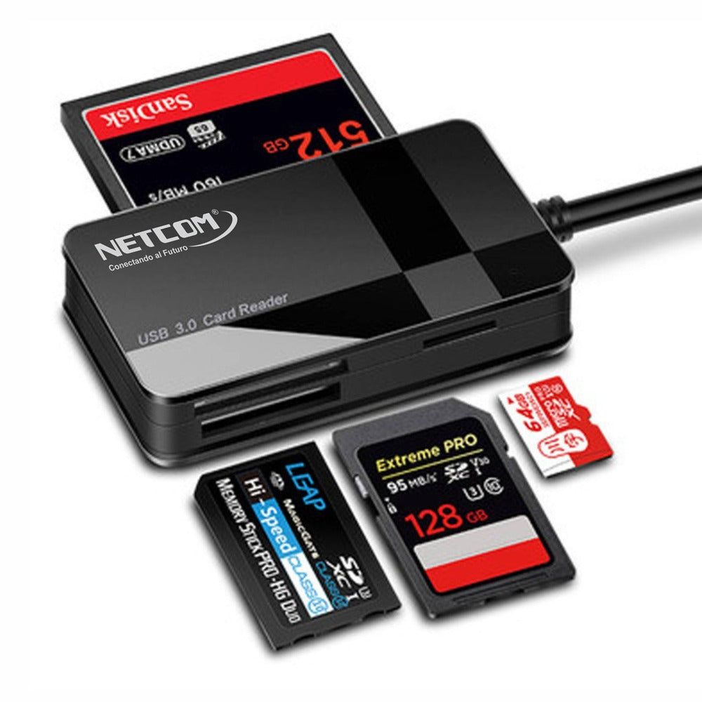 Lector de tarjetas NETCOM USB 3.0 SD Micro sd MMC CF MS SDHC Micro MMC S1093