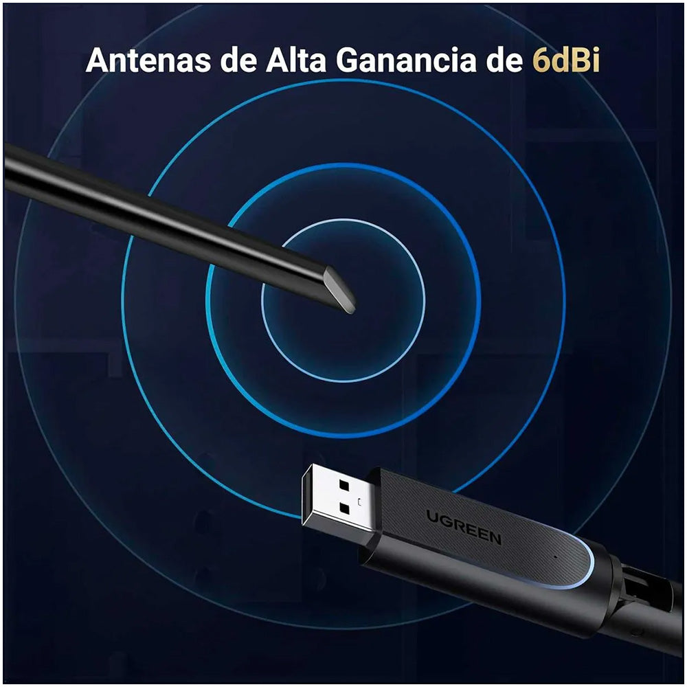 Adaptador Wi-Fi 6 USB Dual Band Ugreen AX900 de Alta Cobertura 886mbps S2128