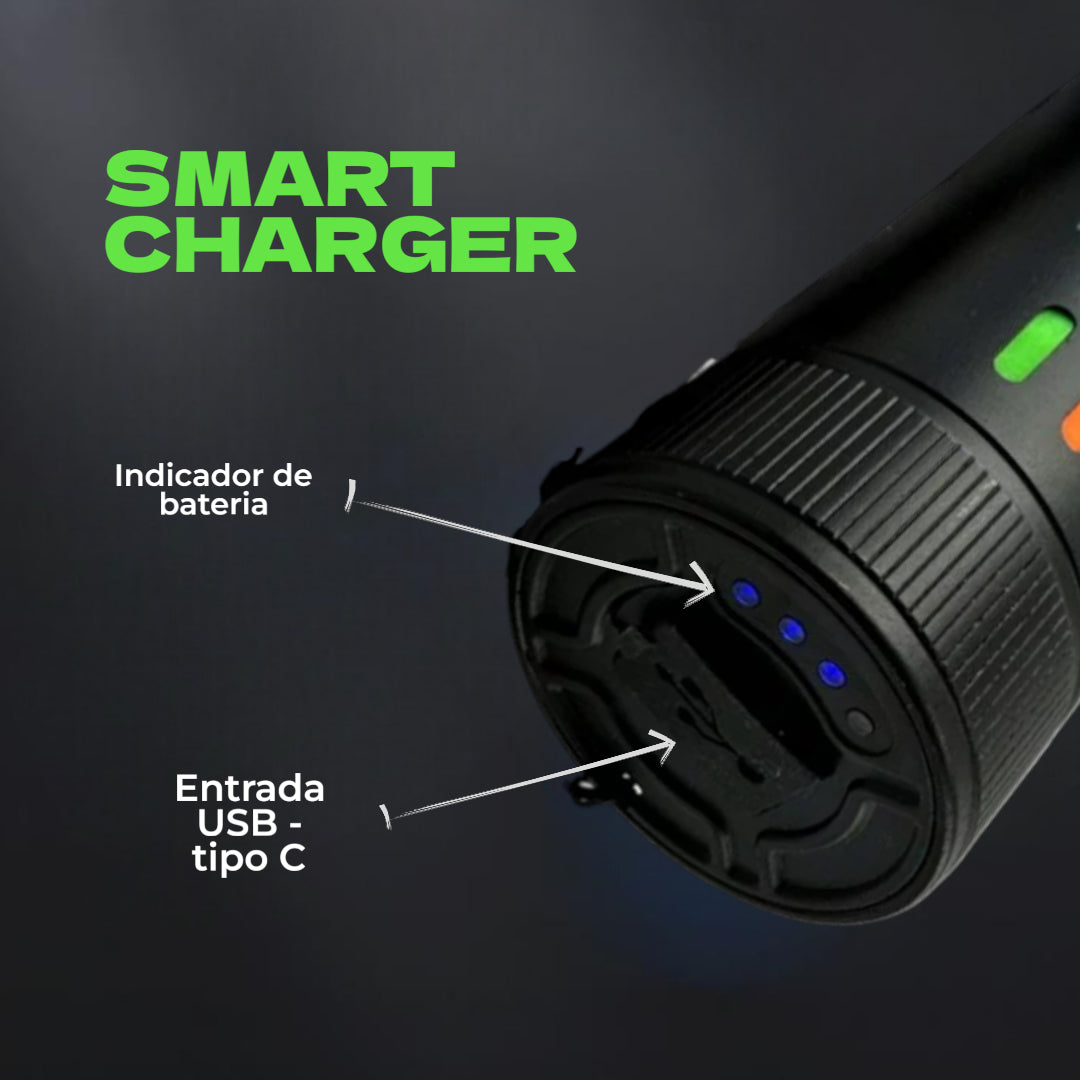 Linterna Táctica Militar de Aluminio Recargable USB-C (3600mAh) con zoom s2074