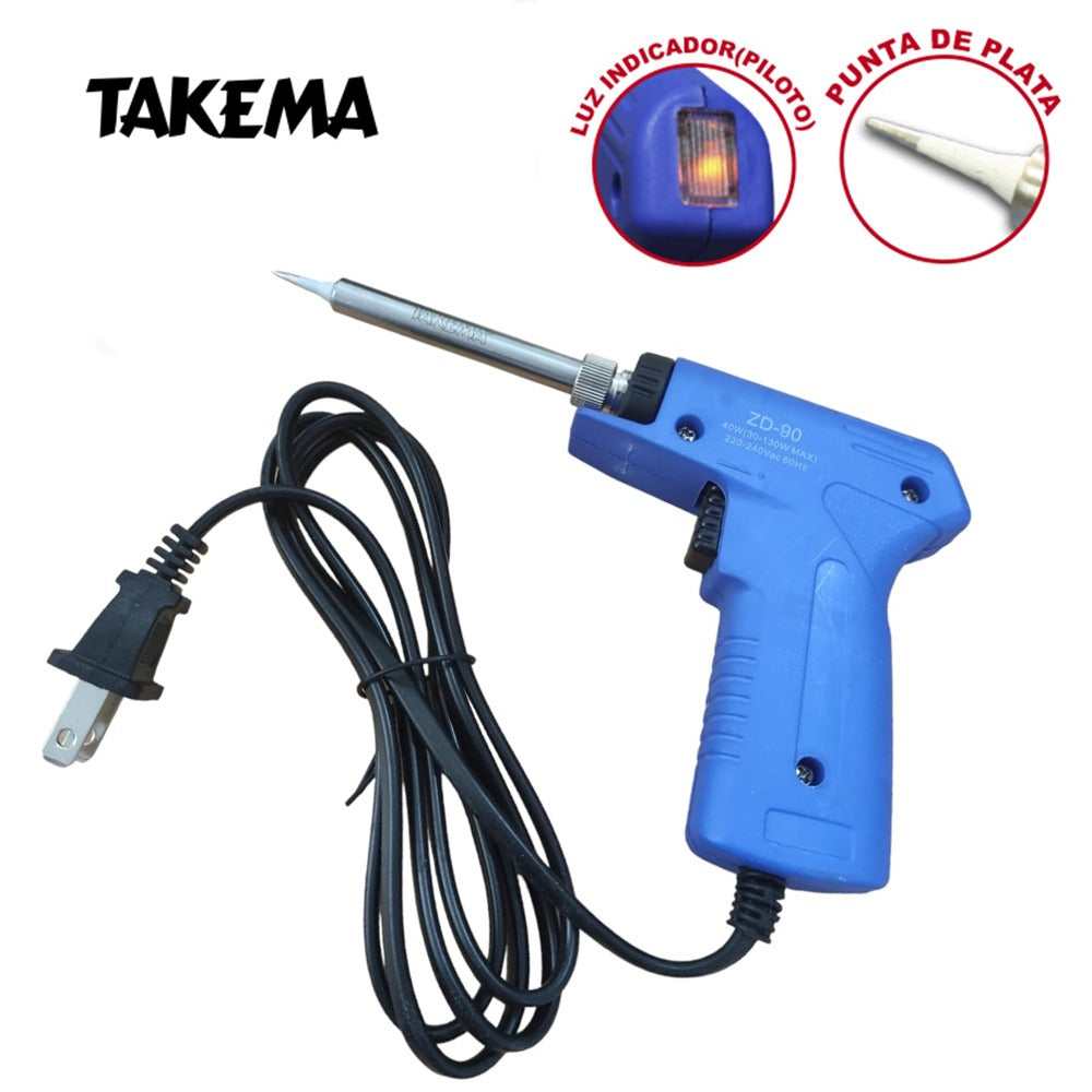 Cautin tipo Pistola punta de plata 30W130W TAKEMA ZD-90 Soldar 60Hz S1242