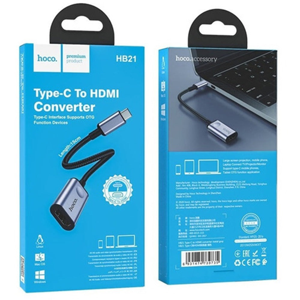 Convertidor Usb 3.1 Tipo C a Hdmi Hoco Adaptador Mac Video 4k 30hz S0824