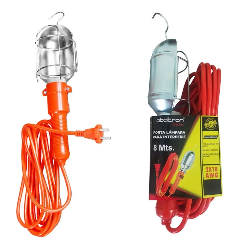 Luz de Trabajo con Protector de Metal 8 Metros ABATRON 18 AWG SWITCH S1876