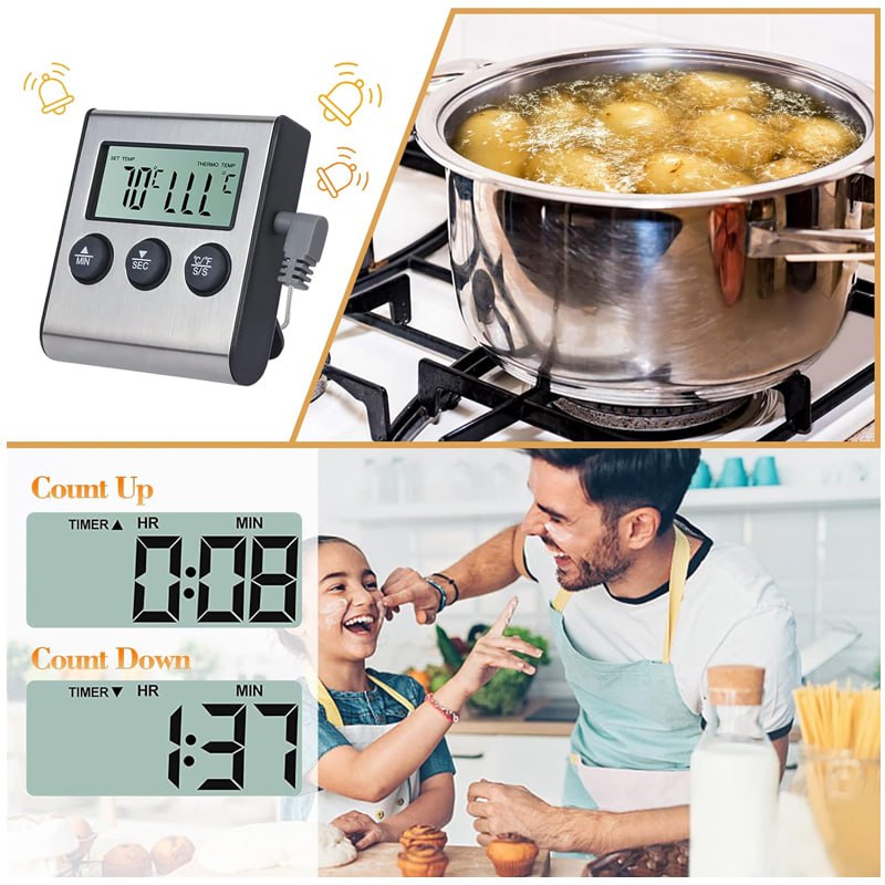 Termometro Digital Cocina Liquidos Solidos Carnes Aceite Alarma Sonda S1621