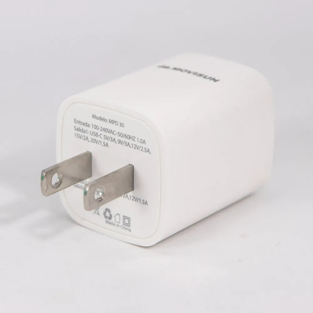 Cargador USB Tipo C MOVISUN MPD 30 USB 3.0 Carga Rapida 30W Cable 1.2m S1654