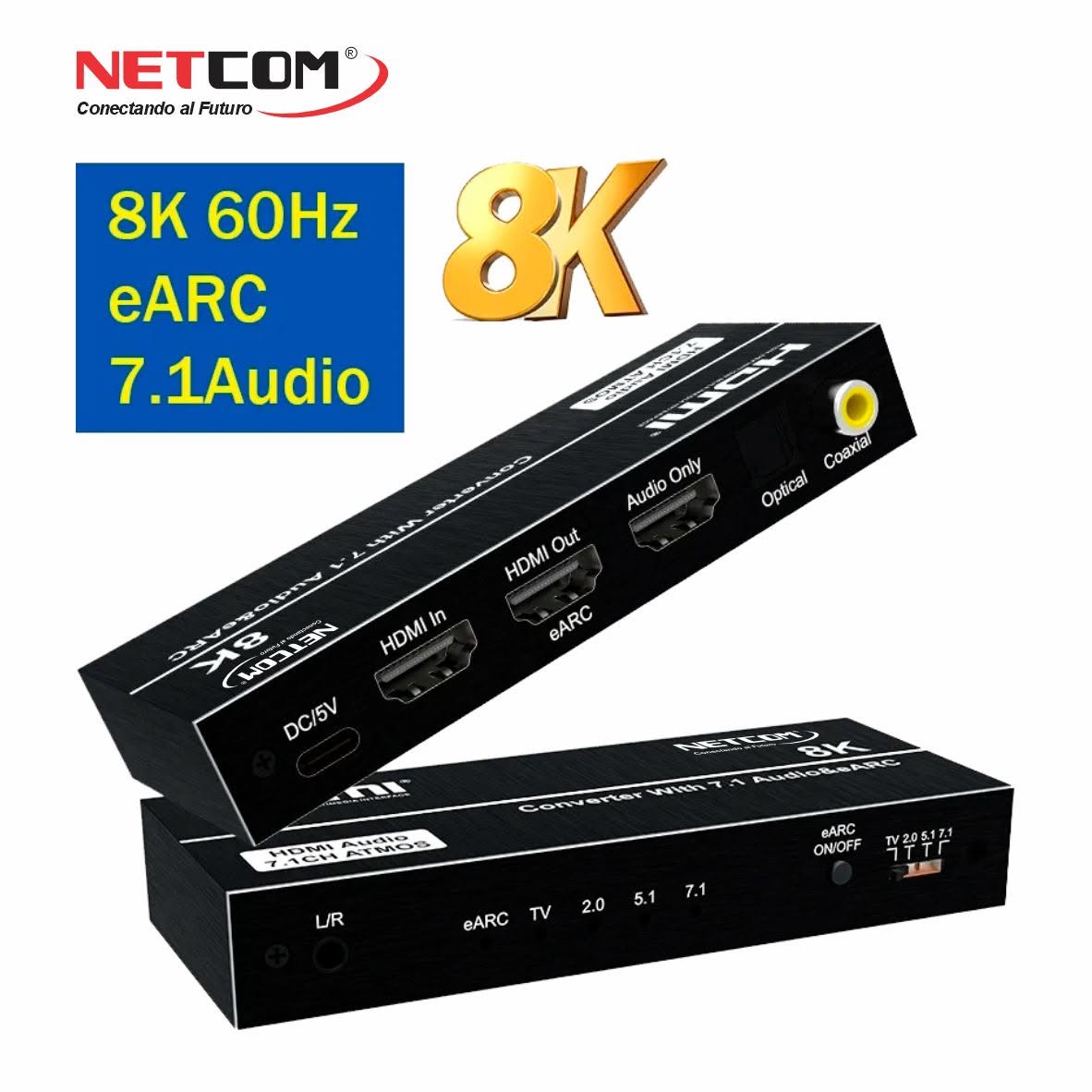Extractor de Audio HDMI 2.1 Profesional 8K@60Hz / 4K@144Hz con eARC (Modelo PE-EL0320) S2146