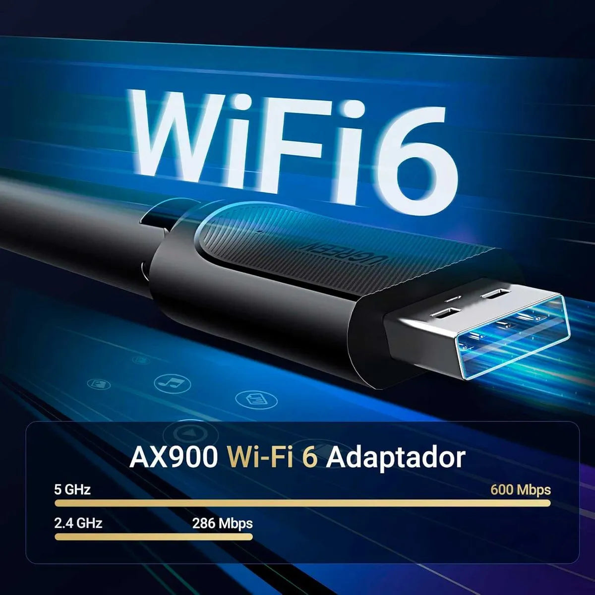 Adaptador Wi-Fi 6 USB Dual Band Ugreen AX900 de Alta Cobertura (Modelo CM763) S2128
