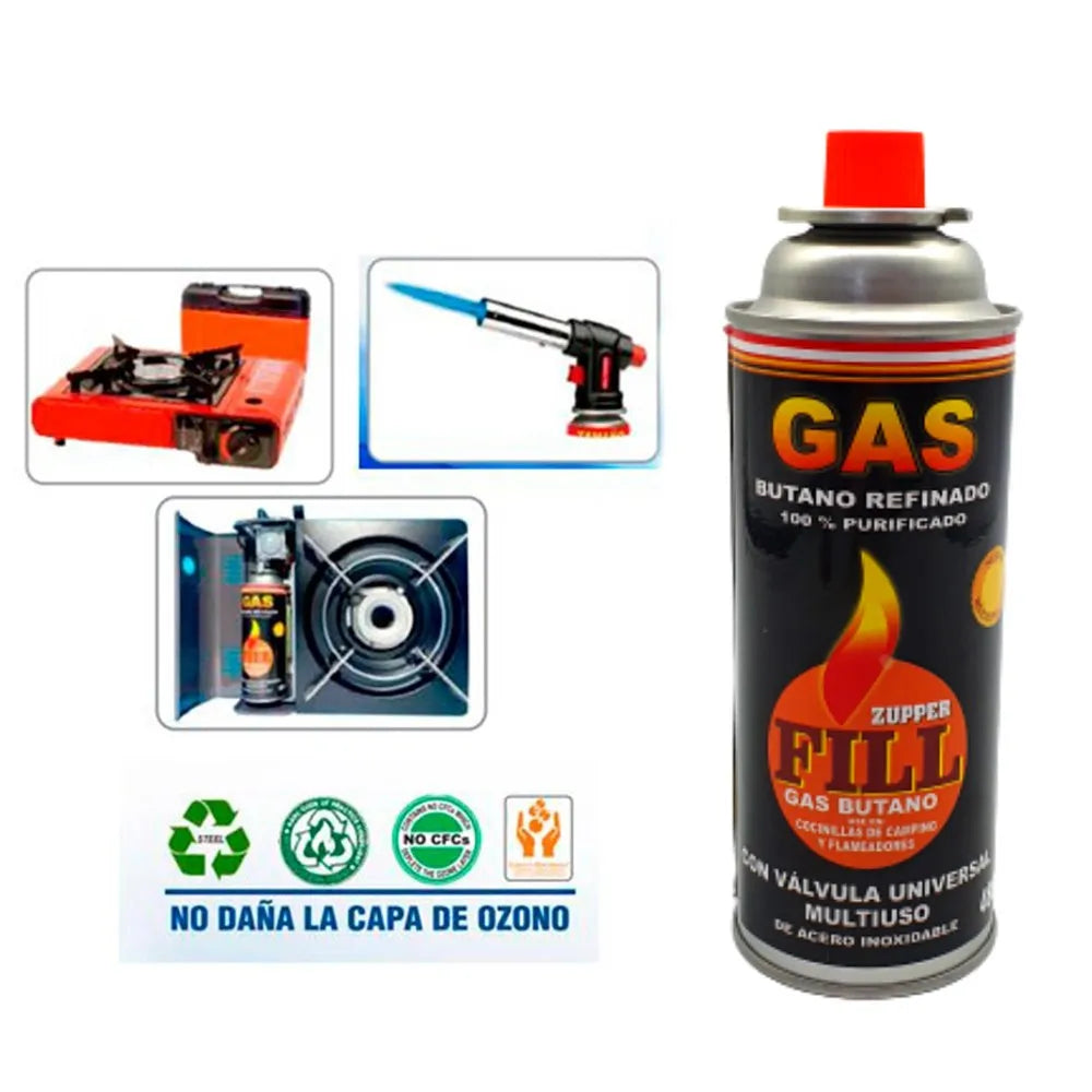 4 Gas Butano Ultra Refinado Valvula Universal Cocinillas Fill S1732