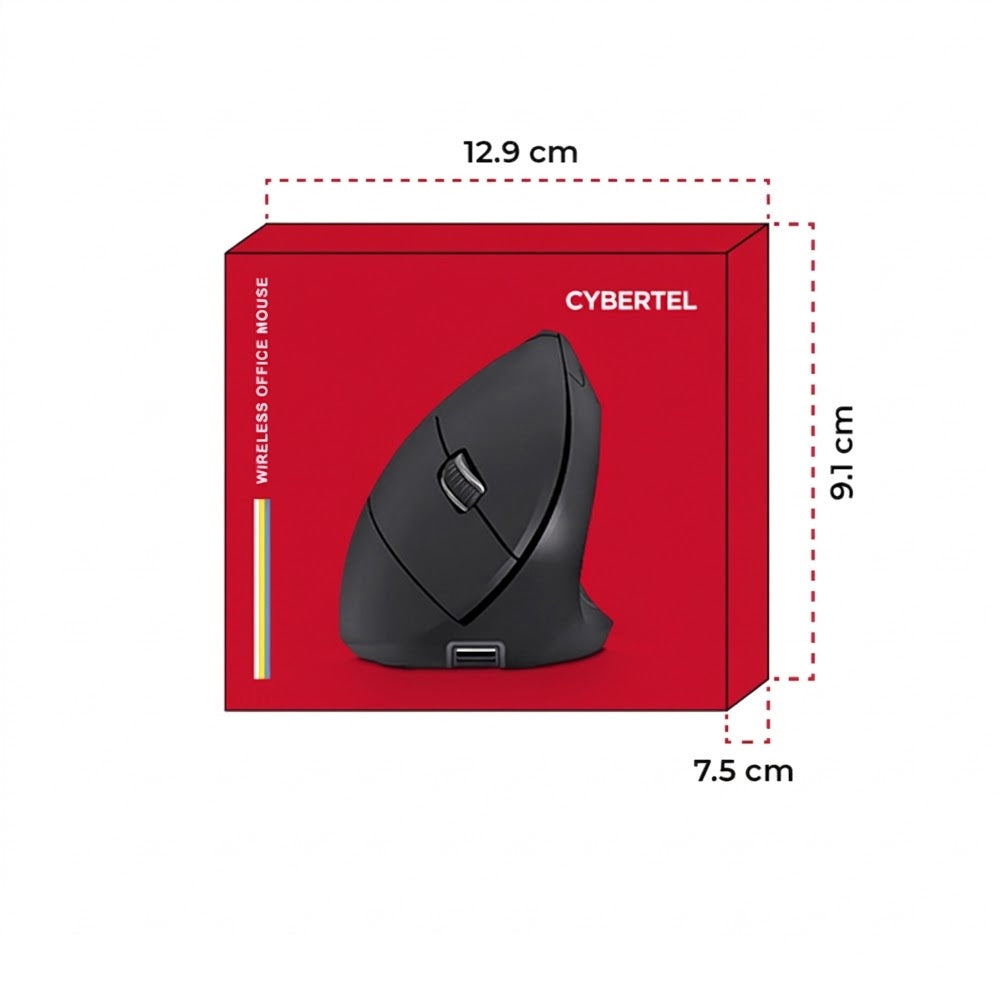 Mouse Vertical Inalámbrico Cybertel Vertikal Recargable USB-C RGB Click Silencioso 1600DPI CYB M503RX s2246