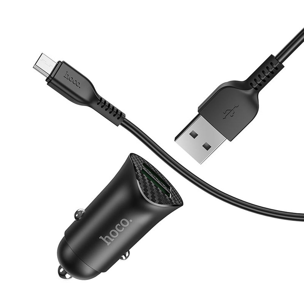 Cargador para Auto Hoco Z39 Dual USB 18W | QC 3.0 + Cable Micro USB S1108