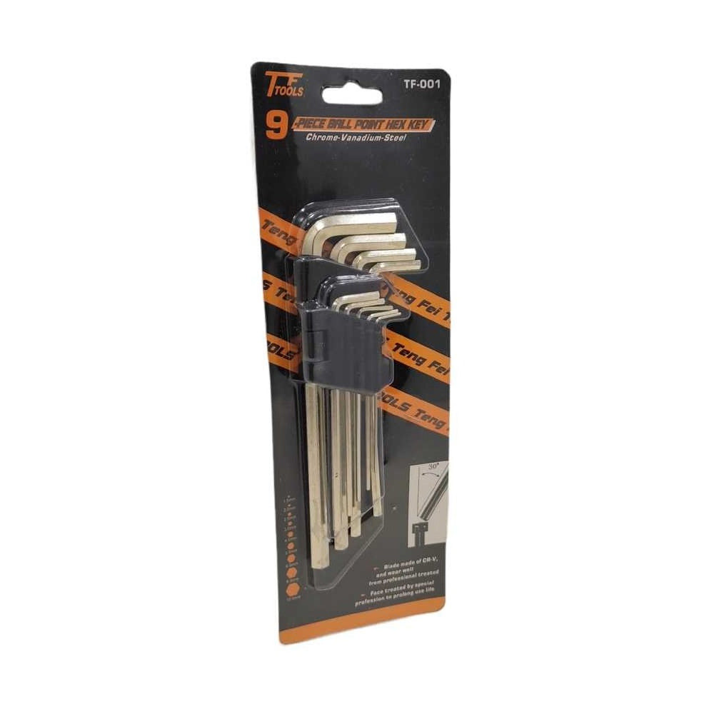 kit 9 llaves Allen hexagonal piezas milimétricas brazo largo llave L S0902