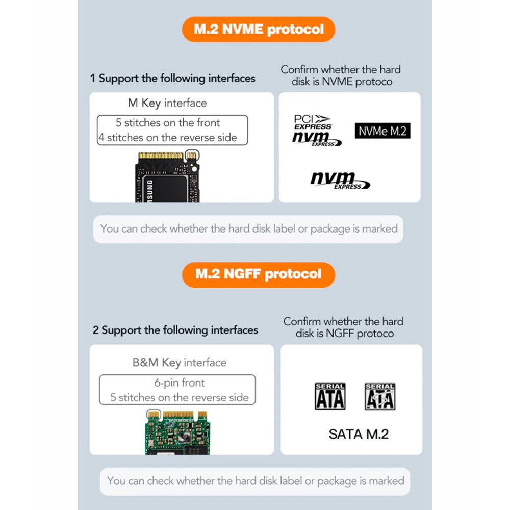 Case Gabinete de Aluminio para Disco Sólido M.2 NVMe SATA Dual Protocol NETCOM S2148