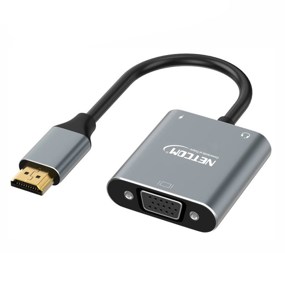 Convertidor HDMI macho a VGA hembra Netcom full HD audio y video 1080P S1140