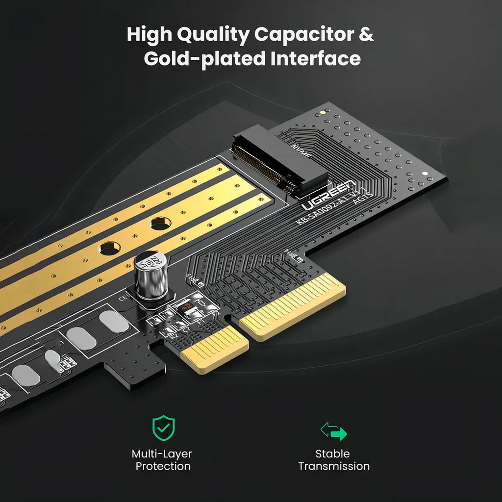 Adaptador Tarjeta PCIe 3.0 x4 a M.2 NVMe SSD UGREEN (32 Gbps) s2104