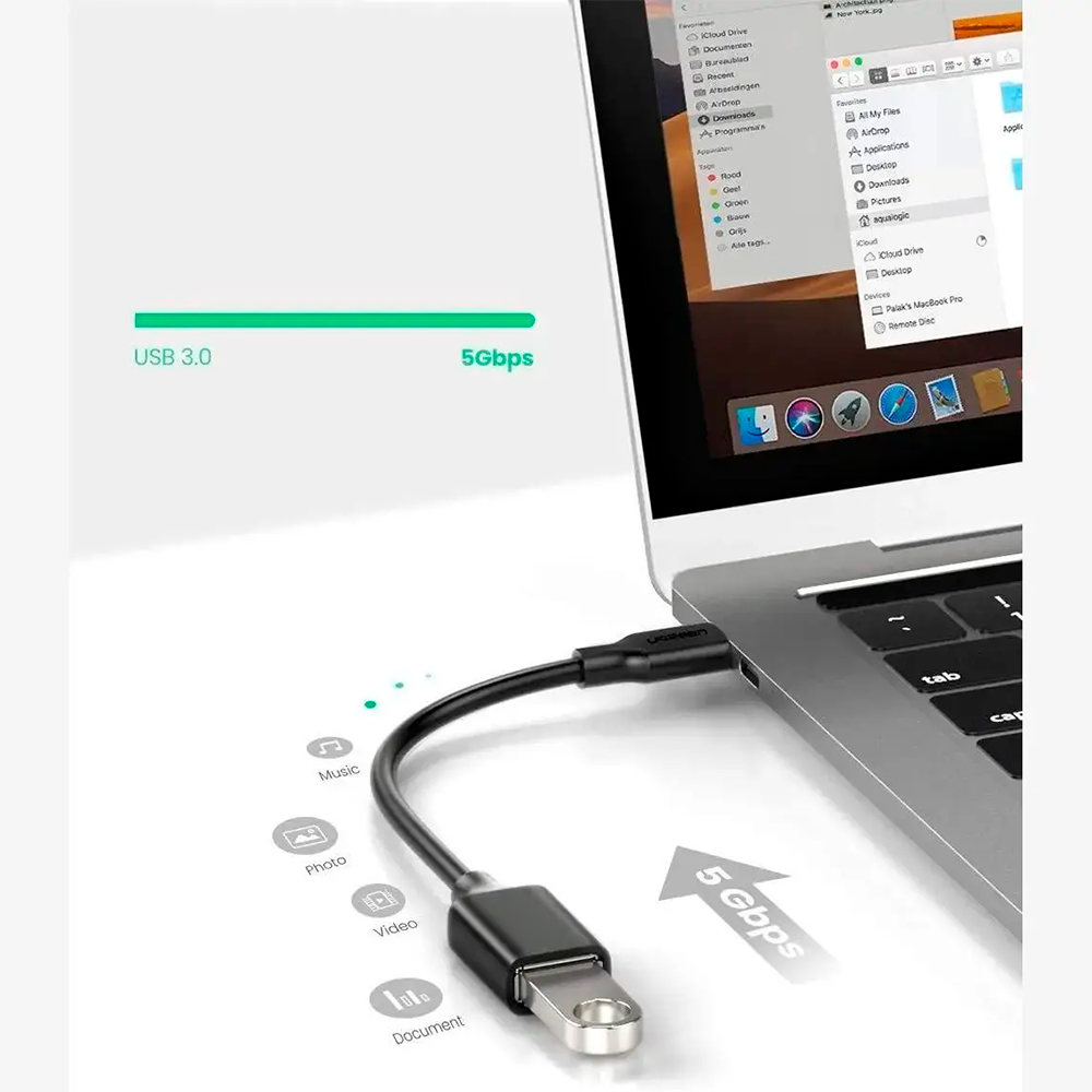 Cable Adaptador OTG USB Tipo-C a USB 3.0 5Gbps TRAUTECH S2068