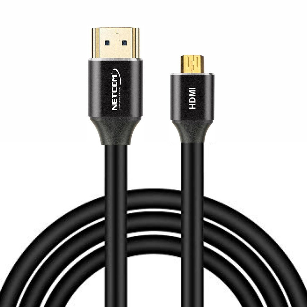 Cable Micro Hdmi a Hdmi 1.8 Metros NETCOM 2.0 4K 60 Hz ULTRA HD S1143