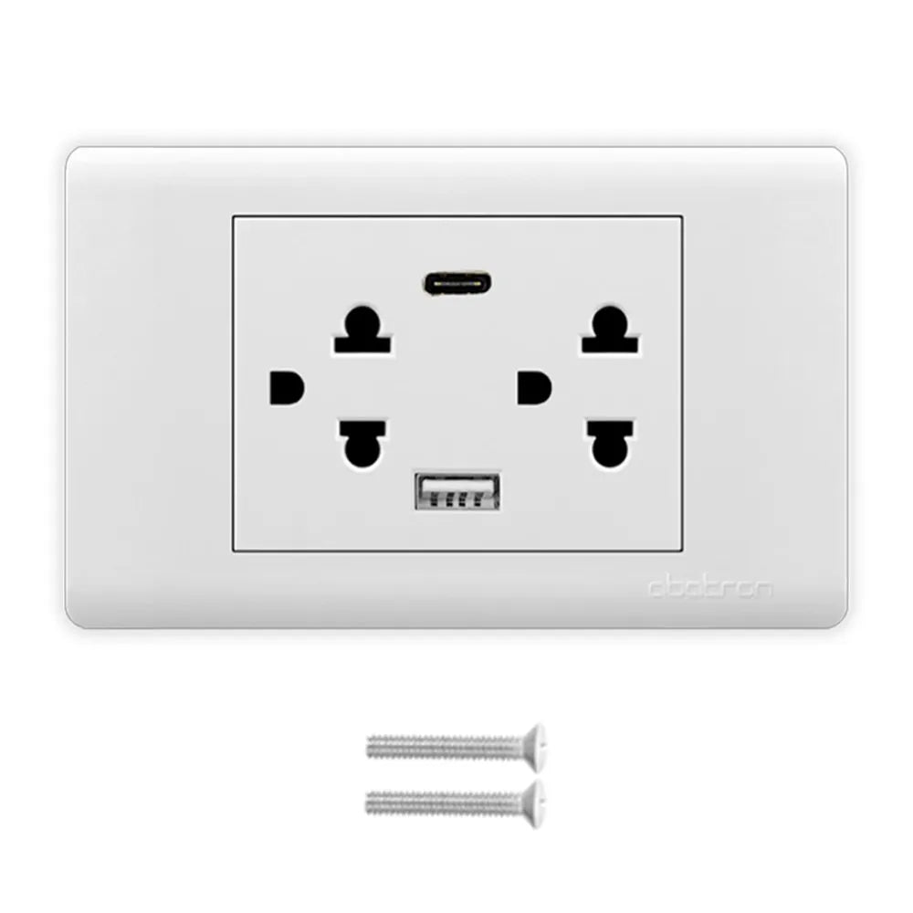 Tomacorriente Tierra Mas Toma Doble Usb Placa Abatron S1879